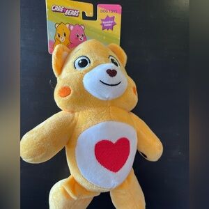 Brand New Care Bear Yellow Heart Plush Dog Toy with Squeaker